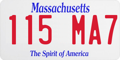 MA license plate 115MA7