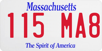 MA license plate 115MA8