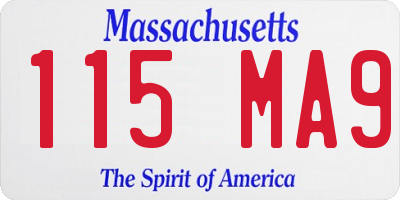 MA license plate 115MA9