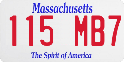 MA license plate 115MB7