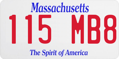 MA license plate 115MB8