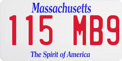 MA license plate 115MB9