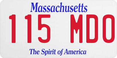 MA license plate 115MD0