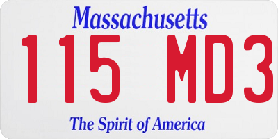 MA license plate 115MD3