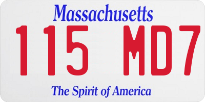 MA license plate 115MD7