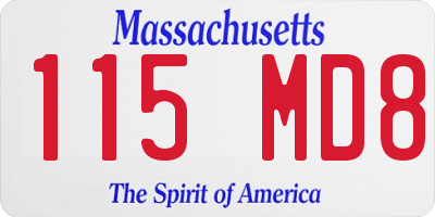 MA license plate 115MD8