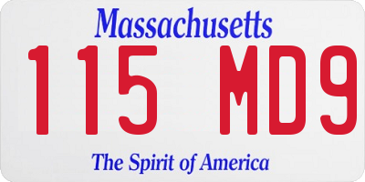 MA license plate 115MD9