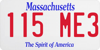 MA license plate 115ME3