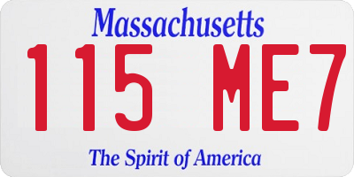 MA license plate 115ME7