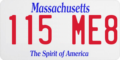 MA license plate 115ME8