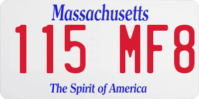 MA license plate 115MF8