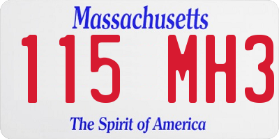 MA license plate 115MH3