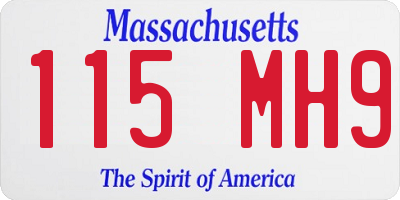 MA license plate 115MH9