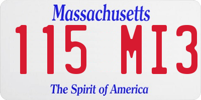 MA license plate 115MI3
