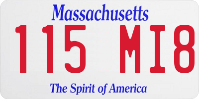 MA license plate 115MI8