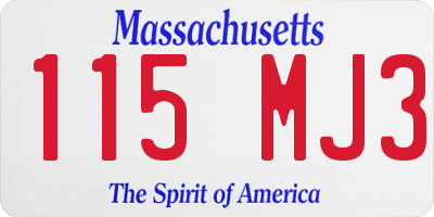 MA license plate 115MJ3