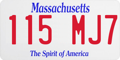 MA license plate 115MJ7