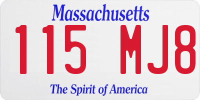 MA license plate 115MJ8