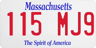 MA license plate 115MJ9