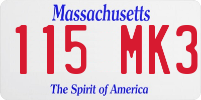 MA license plate 115MK3