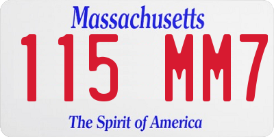 MA license plate 115MM7