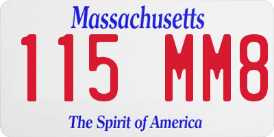 MA license plate 115MM8