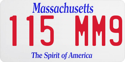 MA license plate 115MM9