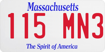 MA license plate 115MN3