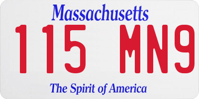 MA license plate 115MN9