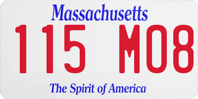 MA license plate 115MO8