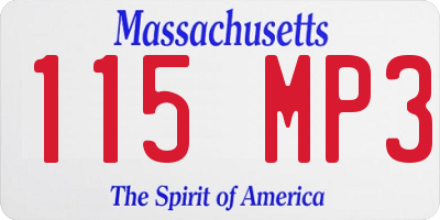 MA license plate 115MP3