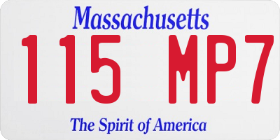 MA license plate 115MP7