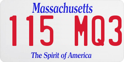 MA license plate 115MQ3