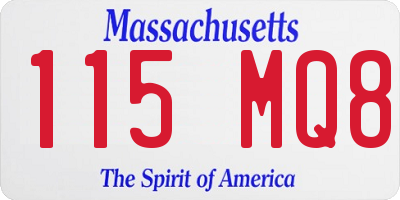 MA license plate 115MQ8