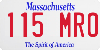 MA license plate 115MR0