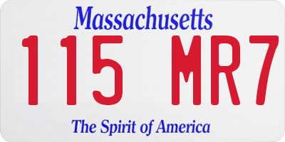 MA license plate 115MR7
