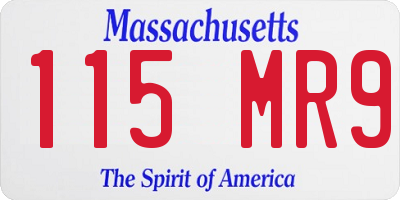 MA license plate 115MR9