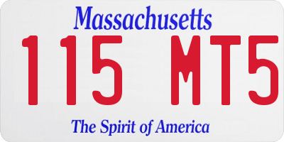 MA license plate 115MT5