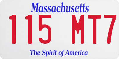 MA license plate 115MT7