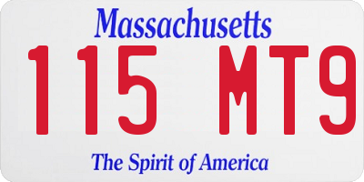 MA license plate 115MT9