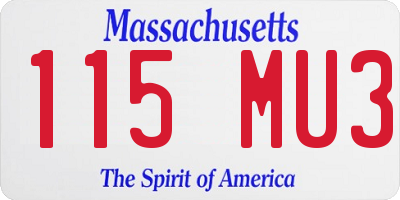 MA license plate 115MU3