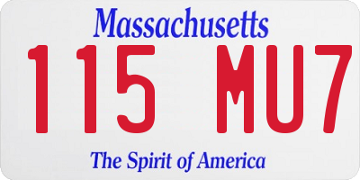 MA license plate 115MU7