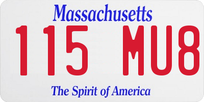 MA license plate 115MU8