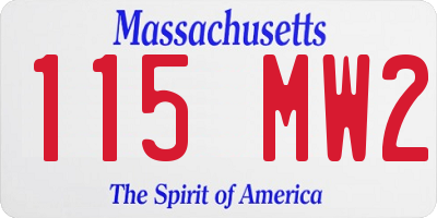 MA license plate 115MW2