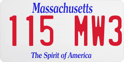 MA license plate 115MW3