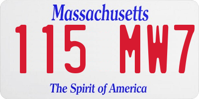 MA license plate 115MW7