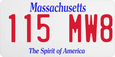 MA license plate 115MW8
