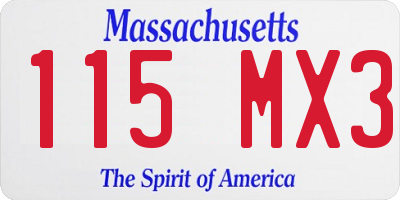 MA license plate 115MX3