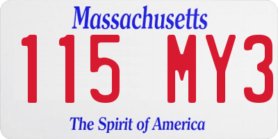 MA license plate 115MY3