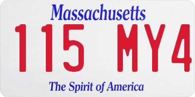 MA license plate 115MY4
